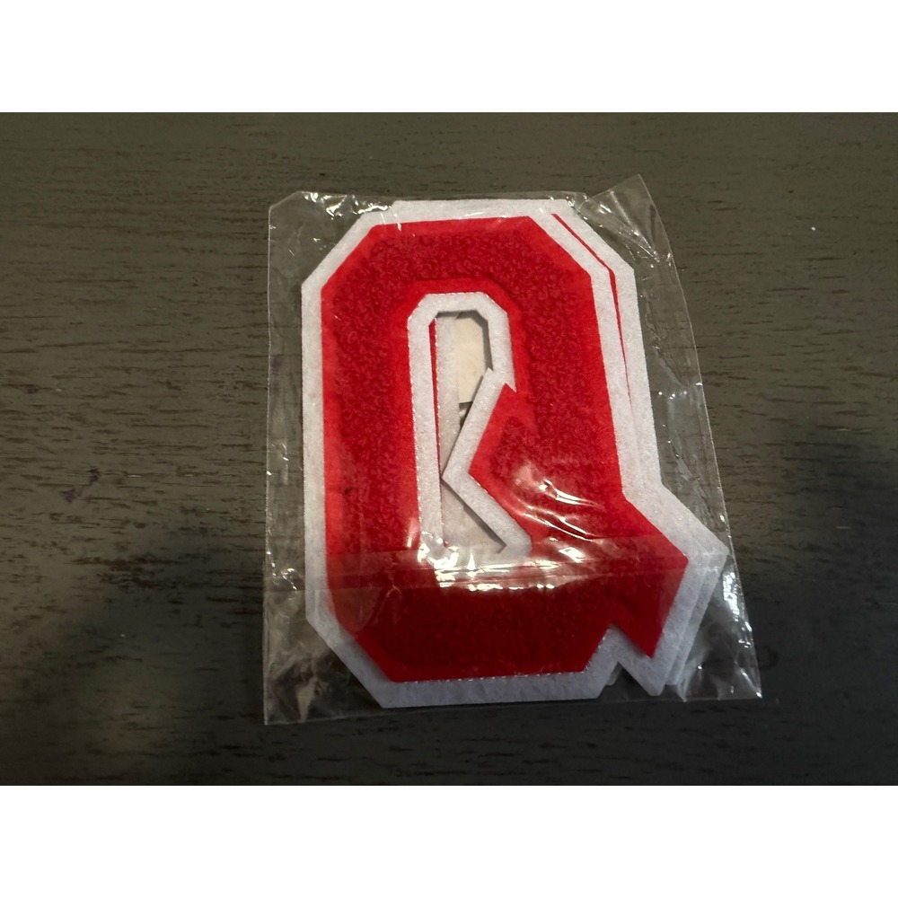 2Pcs 5.0 Inch Red Chenille Varsity Letter Q Patches with White Border X004N3NW7J